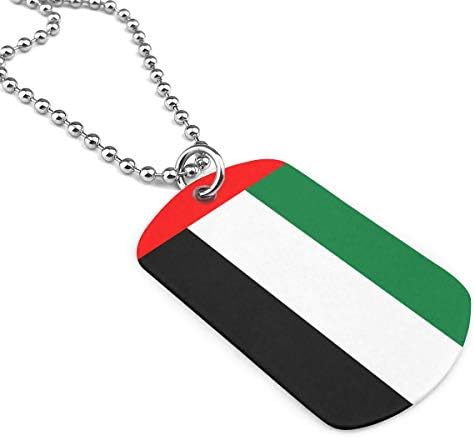 UAE United Arab Emirates Flag Dog Tag Military Coast Guard Necklace Ball Chain For Teens, Men & Women Zinc Alloy Military Necklace