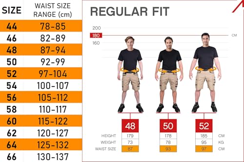 ACE Constructor Men's Work Trousers Short - Men's Work Trousers with Cargo Pockets & Stretch Waistband for Summer