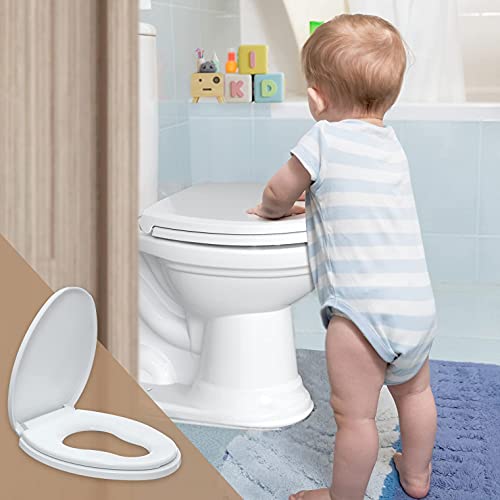 R&T Elongated Toilet Seat with Built in Child Seat Kids Toddlers Potty