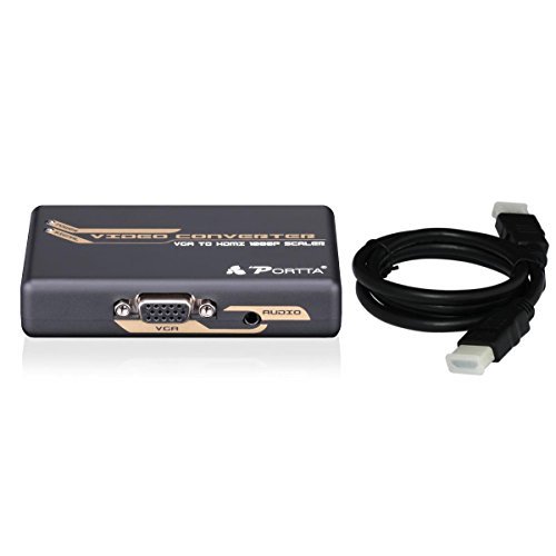 Portta VGA + Stereo to HDMI Converter up Scaler v1.3 Support 720P/1080P with HDMI Cable 2 M