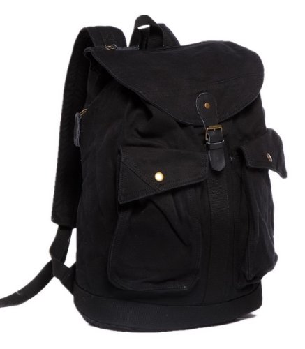 Vagabond Traveler 16" Classic Style Sport Canvas Backpack C06.BLK