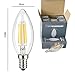 Aogist 4W Dimmable Sapphire LED Filament Candle Light Bulb, 2700K Warm White 400LM, E12 Candelabra Base Lamp, C11 High Light Efficiency, 40W Incandescent Replacement,UL-Listed, 6 Pack