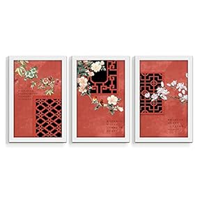 3 Panel Canvas Wall Art Chinese Traditional Palace Pictures Home Wall Decorations for Bedroom Living Room Paintings Canvas Prints Framed - 16"x24" x 3 Panels