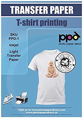 PPD Inkjet PREMIUM Iron-On Light T Shirt Transfer Paper LTR 8.5x11" pack of 100 Sheets (PPD001-100)