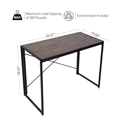 Home Office Laptop Desk 39" Folding Computer Desk for Small Place Modern Simple Work Table with Hook Study Writing Desk for Bedroom, Easy to Assemble 41 SJChW3gL