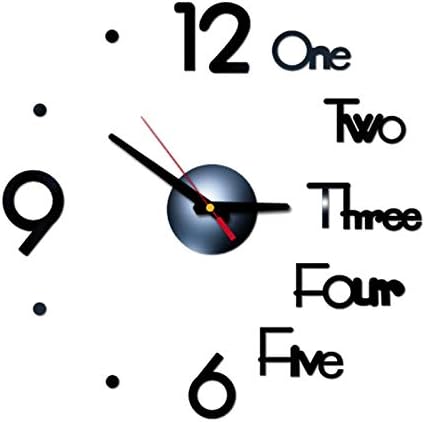 OKEYsoe Wall Clock Sticker 3D Mirror Surface Window Sticker DIY PVC Wallpaper Living Room Decoration Kids Gift Decals Bedroom Decoration (Black)