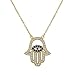 My Daily Styles 925 Sterling Silver Yellow Gold Evil Eye Hamsa White Blue CZ Womens Pendant Necklace
