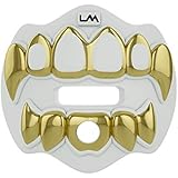 Loudmouth Football Mouth Guard | 3D Chrome Grillz Adult & Youth Mouth Guard | Mouth Piece for Sports | Maximum Air Flow Mouth Guards | Lip and Teeth Protector (3D Grillz - Chrome White/Gold)