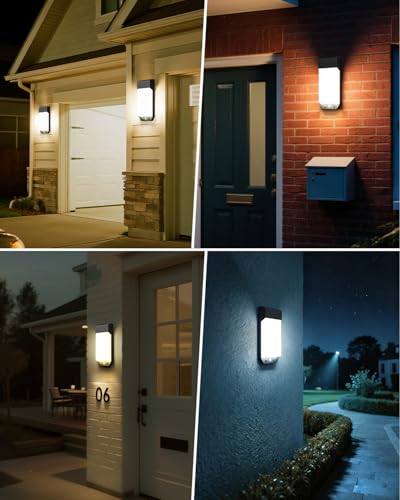 LOTMOS Outdoor Solar Motion Detector Light, 3 Colours 3000K/4000K/6500K LED Outdoor Wall Light IP65 Waterproof, 16 W 1600 LM Outdoor Lighting for Patio, Entrance, Garden, Black