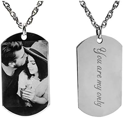 Civbalen Personalized Photo Text Dogtags Custom Picture Necklace Message Pendant Customized Valentine's Day Birthday Gift