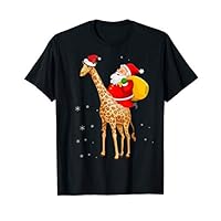 Santa Riding Giraffe Shirt Christmas Pajama Gifts Xmas Funny