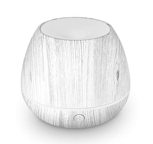 LEMON Mini Cool Mist Air Humidifier Ultrasonic Aroma Essential Oils Diffuser with Multiple Lighting Options, White Wood Grain, 150 ml