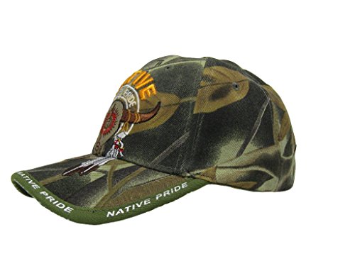 Native Pride American Bull Skull Tribal Shadow Camo Embroidered Cap Hat