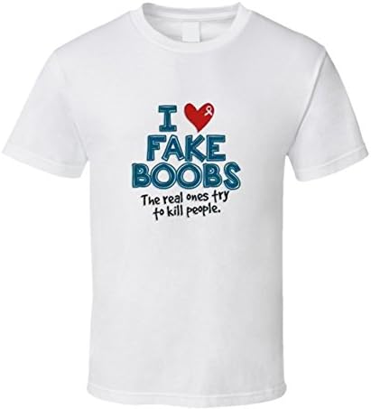 TshirtSavage Men's I Love Fake Boobs T-Shirt XL White