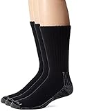 Dickies Men's 3 Pack Heavyweight Cushion Compression Work Crew Socks Black 12-15