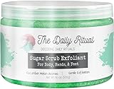 Exfoliating Sugar Body Scrub 16 oz, Exfoliator Body Polish For Hand, Feed – Moisturizer, Improves Cellulite, Varicose Veins, and Skin Smoothing Treatments, Cucumber Melon by The Daily Ritual