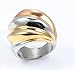 Vintage Stainless Steel Tri-Color Big Head Ring,Gold Plated,,Rose Gold Plated,24mm Width,Size 8