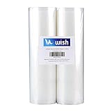 Vacuum Sealer Bags Rolls (2-Pack), WISH 11 Inch X 50 Feet Heavy Duty Food-Safe Embossed Vacuum Seal Storage Bags Compatible with FoodSaver and Sous Vide (Total 100 Feet)