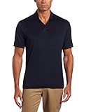 Perry Ellis Men's Short Sleeve Cotton Blend Open Polo, Eclipse, Large