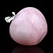 2.5 Inches Cut Rose Quartz Crystal Apple Figurine Statue with Alloy Leaf Healing Stone for Home Decoration of Banshren