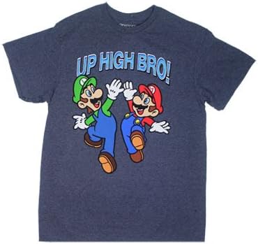 Mario And Luigi Up High Bro - Nintendo T-shirt: Adult Large - Navy Heather