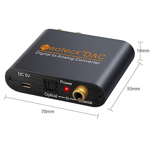Neoteck DAC Converter Digital SPDIF Coaxial Toslink to Analog Stereo L/R RCA 3.5mm Jack Audio Converter Adapter with Optical Cable for PS3 XBox HD DVD PS4 Sky HD Plasma Blu-ray Home Cinema Systems - Thumbnail 7