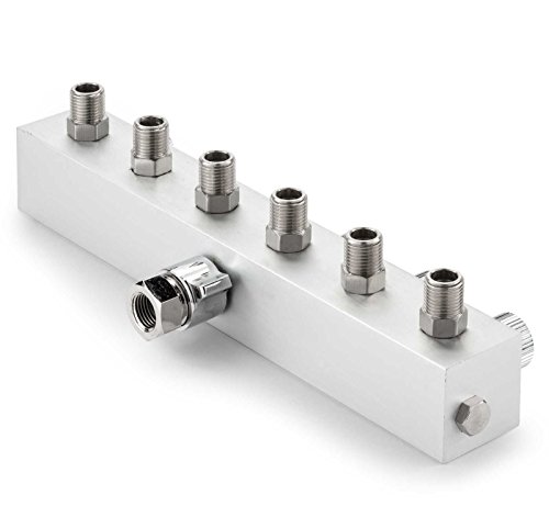 PointZero Airbrush Manifold 6-Way Air Hose Splitter 1/8 in BSP Taps for 6 Guns