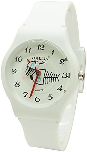White MiNi fishbone Design Boy Girls Kids and Student Women Wrist Waterproof Quartz Watch