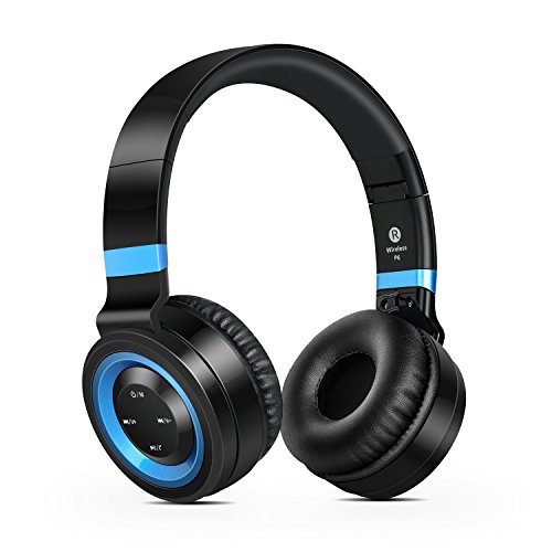 Wireless Headphones, Sound Intone P6 Stereo Bluetooth Headphones with Microphone Over-ear Foldable Portable Music Headsets for Cellphones Laptop Tablet TV Headphones (Black Blue)