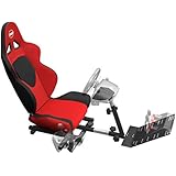 OpenWheeler Racing Wheel Stand Cockpit Red on Black | for Logitech G29 | G920 and Logitech G27 | G25 | Thrustmaster | Fanatec Wheels | Racing Wheel &amp; Controllers NOT Included