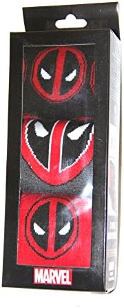 Marvel 3 pair Crew Socks pack : Spider-man, Deadpool, Punisher, Captain America (SuperHero) (Deadpool)
