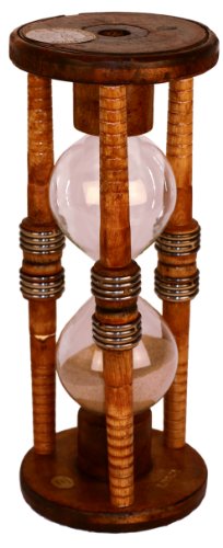 River City Clocks 60 minute antique wood hourglass sand timer, 12-inch tall