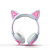 Cat Ear Headphones Glowing Lights with USB Charging Cable for Phone, Computer