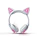 Cat Ear Headphones Glowing Light with USB Charging for Phone, Computer, Tablet