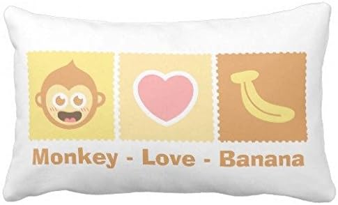 Standard Pillowcase Home Decorative Cushion Case Cute Cartoon Of Monkey Love Banana Pillow Cover 12x22 Inches