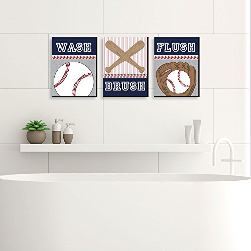 Big Dot of Happiness Batter Up - Baseball - Kids Bathroom Rules Wall Art - 7.5 x 10 inches - Set of  - //coolthings.us