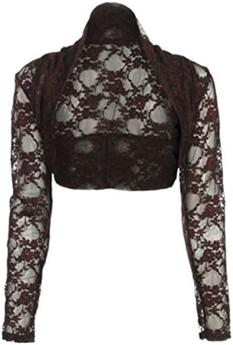 Trendy Womens Women's Lace Cropped Bolero Shrug Cardigan Top (Brown, Medium/Large)