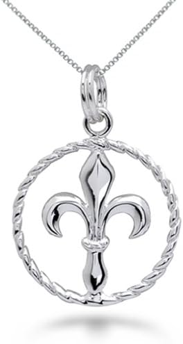 Sterling Silver Fleur De Lis Charm Necklace - 18IN