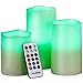 VonHaus Electric Candles - 3 x Flameless Battery Operated Real Wax Pillars - 12 LED Color Settings, Remote Control & Timer (Ivory Color)