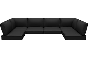 Suvivityse Outdoor Replacement Cushions for Patio Furniture,Water-Resistant Sofa Cushions for Rattan Wicker Sectional Patio Conversation Sets,14-Piece Outdoor Couch Cushions Patio Sofa,Black