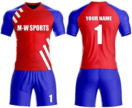 red and blue striped soccer jersey