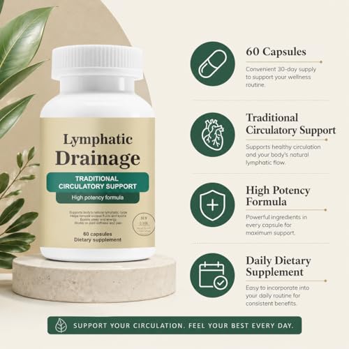 Lymphatic Drainage Capsules, Lymphatic Drainage for Immune, Cleanse & Detox, Reduce Swelling, Formula with Liver Health with Dandelion, Echinacea,Elderberry,Cleavers Herb,Burdock,Non-GMO (60 Capsules)