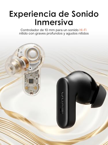 1 Hora Audífonos Bluetooth 5.4 Inalámbricos, Llamadas Claras, Drivers HiFi, Diseño Ergonómico Ultraligero 3.55g, 24H de Uso, Auriculares para iPhone, Samsung y Android, Negro