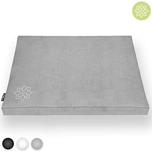 Mindful and Modern Zabuton Meditation Mat – Cotton Meditating Cushion for Best Kneeling and Sitting Support – Large Rectangular Floor Pillow for Zafu or Bench (Slate Grey)