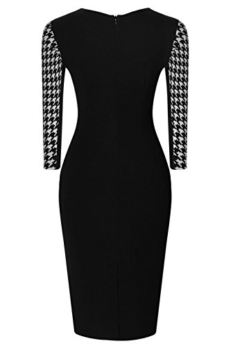 Houndstooth-Print 2/3 Sleeve Business Dress เดรส แฟชั่นชุดทำงาน for ผู้หญิง Merope J