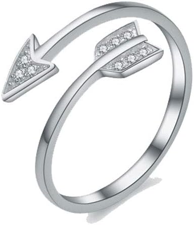 Silver and Rose Gold Open Adjustable Love Arrow Ring for Girls