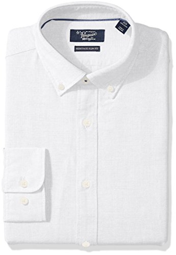 Original Penguin Men's Slim Fit Essential Dress Shirt, White - Want It All