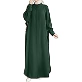 AWIBMK Women Abayas Dubai Kaftan Henley Shirt Prayer Maxi Dress Muslim Batwing Sleeve Ramadan Islamic Clothes