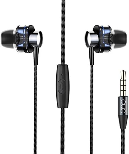 Cehensy Earphones, in-Ear Earbuds, Dual Dynamic Drivers, Noise Cancelling High Fidelity Stereo Bass Headphones with Mic and Remote for iPhone, iPod, iPad, Samsung and Other Android Phones etc