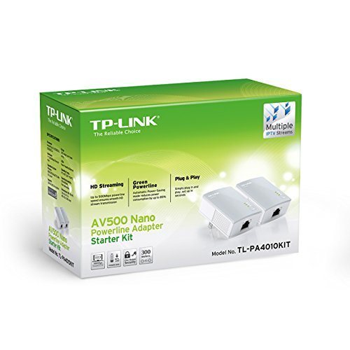 TP-Link AV600 Powerline Ethernet Adapter Kit - Gigabit Port, Plug Pair &Play, Power Saving, Nano Sized Powerline Network Adapter (TL-PA4010 KIT)